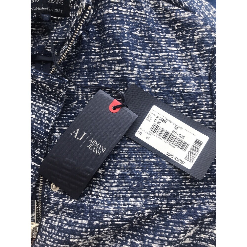 Armani Jeans Women's Jacquard Canvas Light Spring Jacket Dark Blue Size 40 $380 - Picture 10 of 15